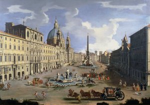 Una vista de la Piazza Navona en Roma de Gaspar van Wittel